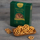plate of pretzels next to a box of pretzels
