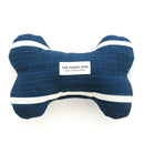 blue and white dog bone pillow