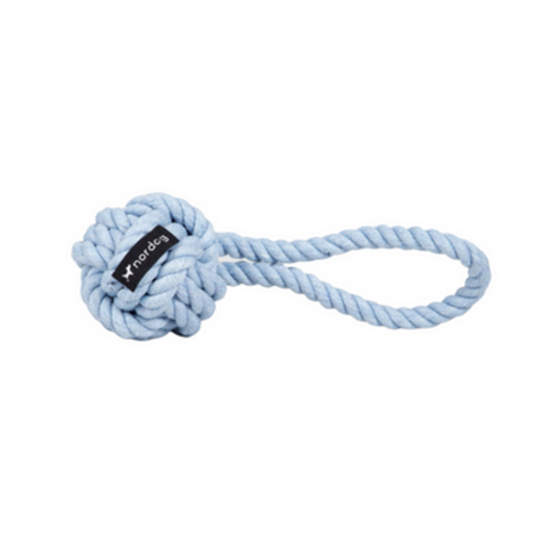 a blue rope with a knot