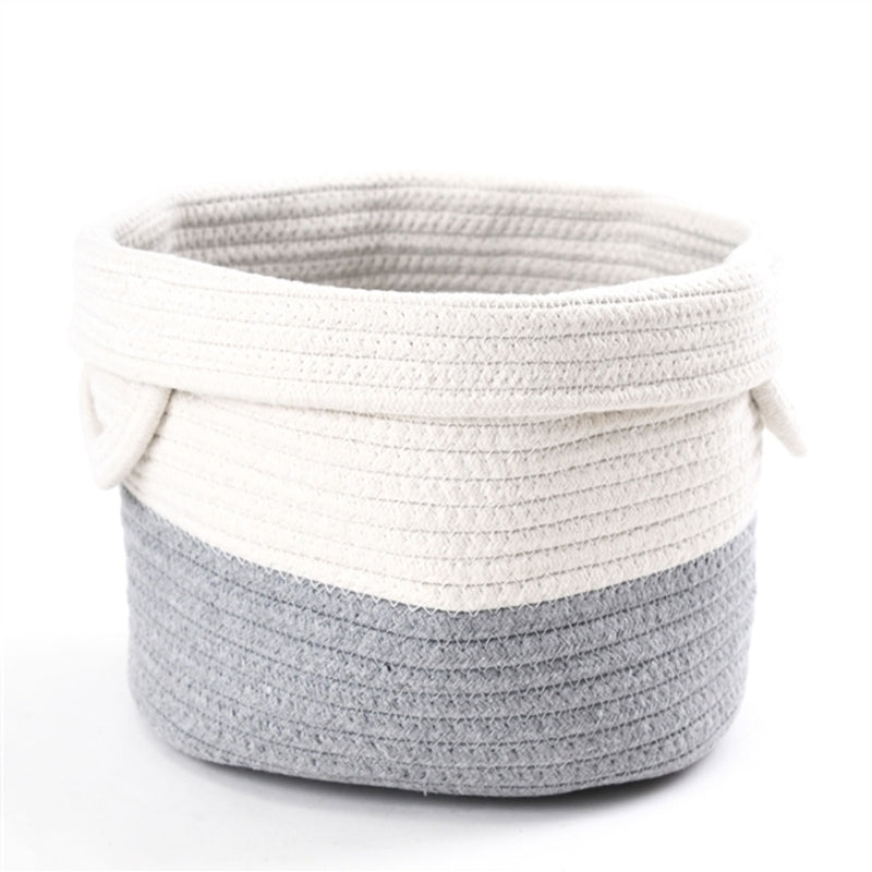 basket with a white and grey stripe