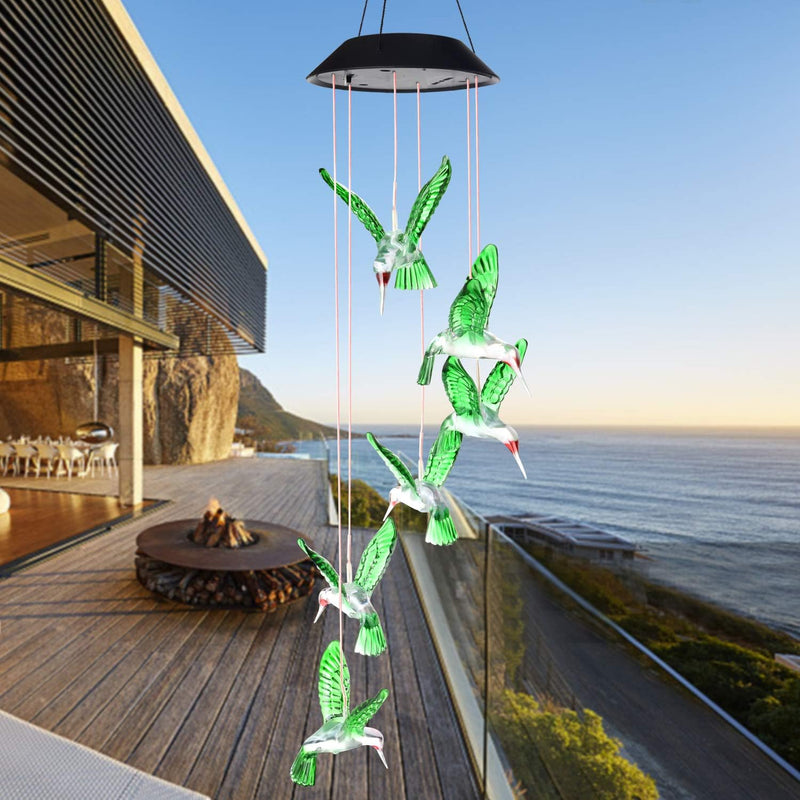 Solar Light,Hummingbird Wind Chimes Outdoor Gift