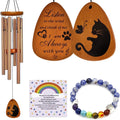 Cat Memorial Gifts Wind Chimes and Rainbow Bracelet